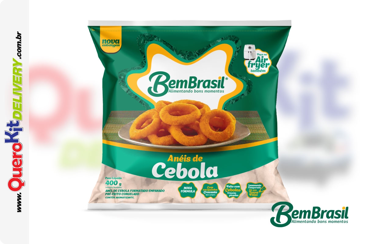BEM BRASIL <b>ANÉIS DE CEBOLA EMPANADOS</b> - PACOTE COM 400G